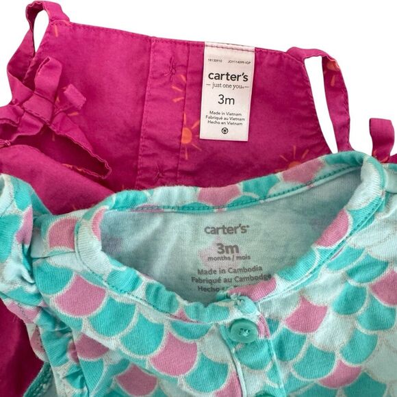 Carter’s Baby Girl Summer Bundle Set 2PC Size 3M Romper Ruffle Onesie Pink - Picture 3 of 3